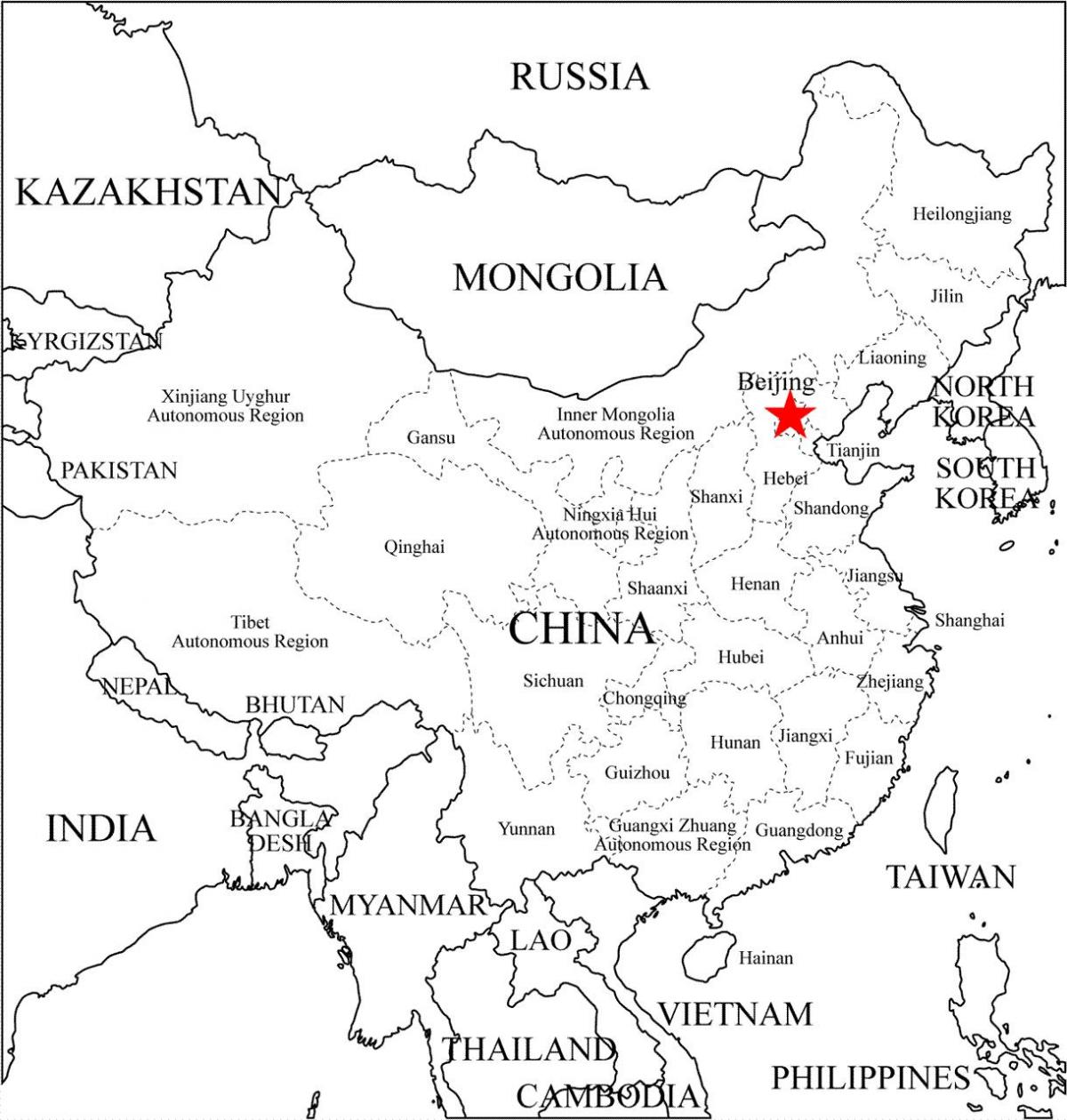 Китаю контурна карта