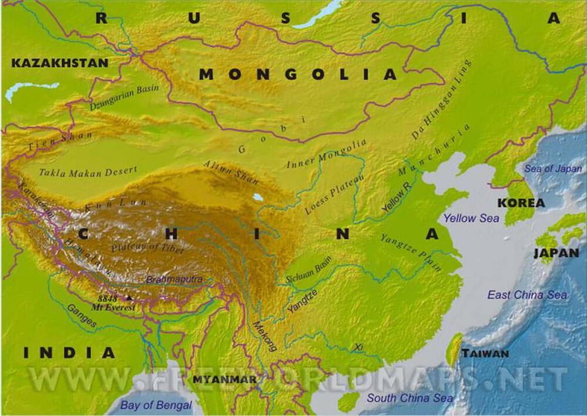 Китай фізична карта