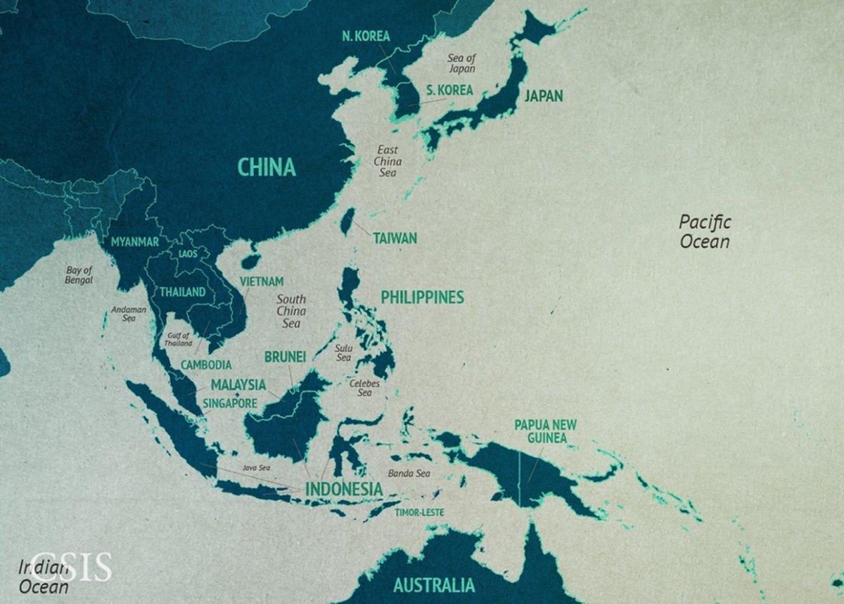 карта Китаю на море