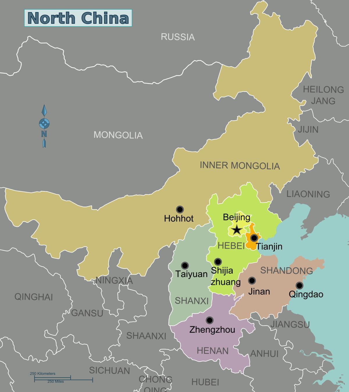 карта Північного Китаю