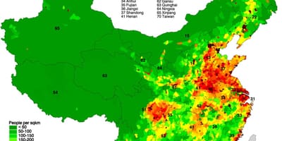 Карта розподілу населення Китаю