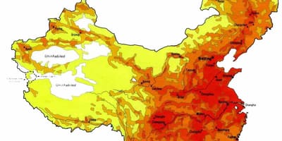 Карту щільності населення Китаю