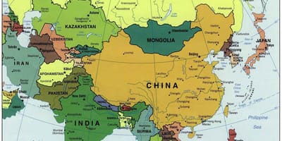 Китай і навколишні його країни карті