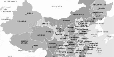 Карта Китаю чорний і білий